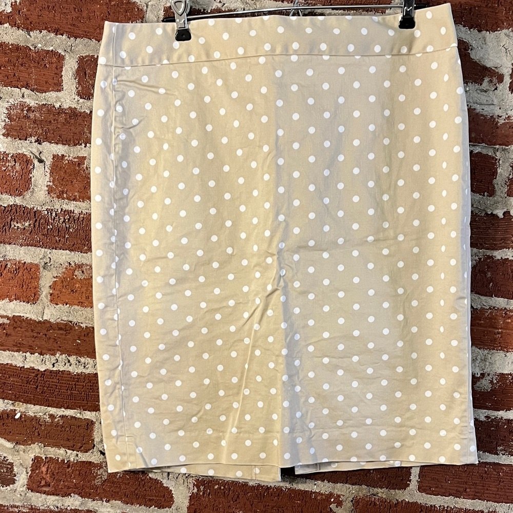 J. Crew Beige Polka Dot Pencil Skirt